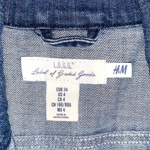 H&M Label of Graded Goods Jacket Womens Size 4 Blue Jean Denim Coat Ladies - Picture 2 of 3